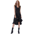 Belle Poque Ladies Sleeveless V-Neck Cotton Retro Vintage Black Gothic Victorian Dress BP000364-1